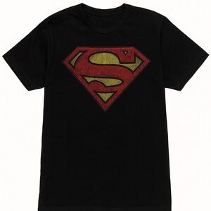 Superman Logo Black T-Shirt, Unisex - Size S